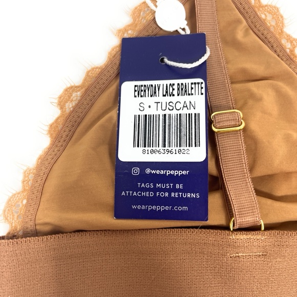 Pepper Bra Size Small Tuscan Everyday Lace Bralette Triangle Tan Lacy NWT NEW - Picture 3 of 7